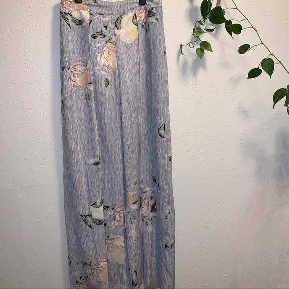 Wide Leg Flowy Pants Floral and Striped - Picture 1 of 5
